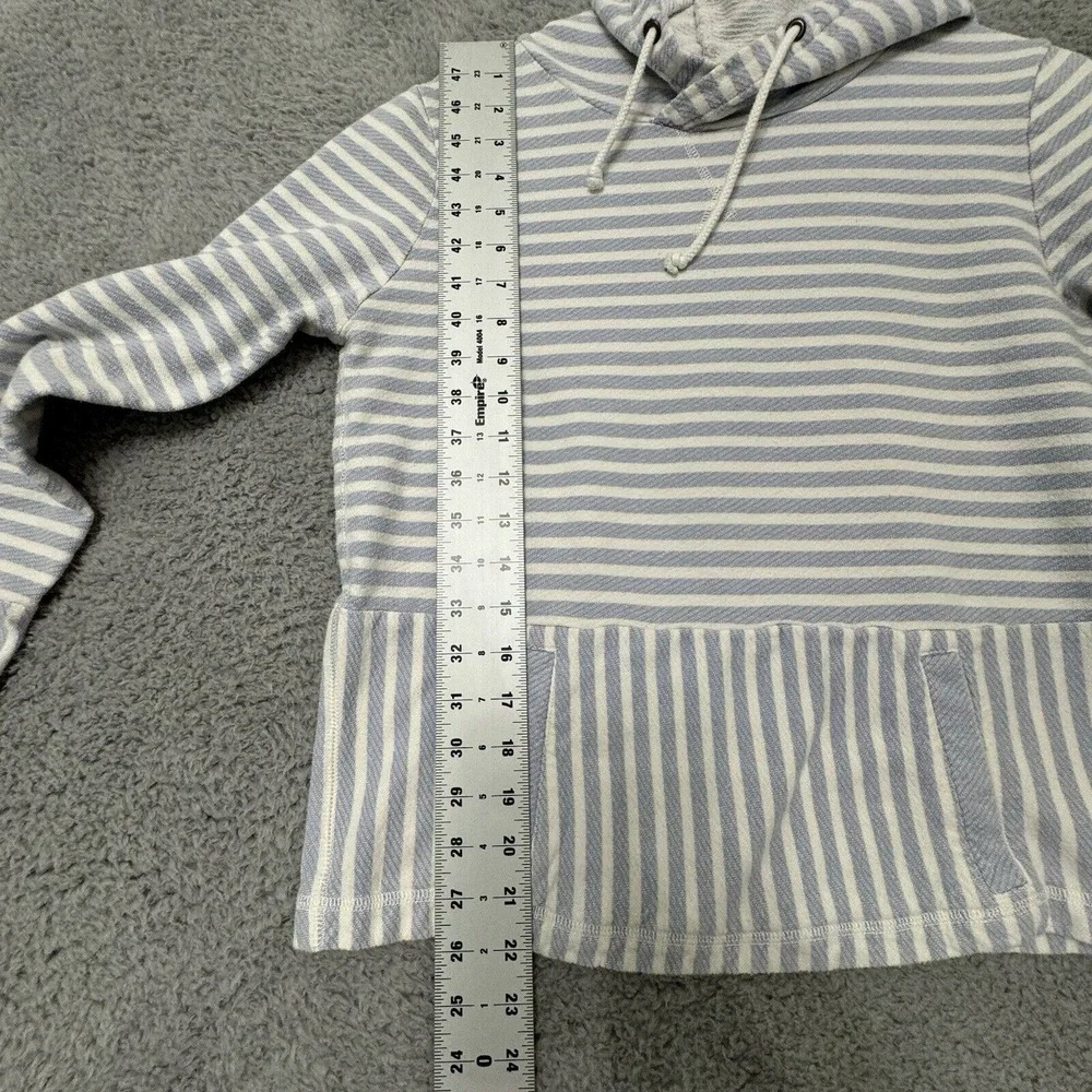 J.Crew Hoodie Sweatshirt Pullover White Blue‎ Stripe Women's Size Small